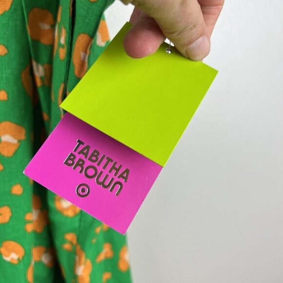 Tabitha Brown Target Shorts 2X Leopard Animal Print High Rise Pleat Linen Green - Picture 5 of 9